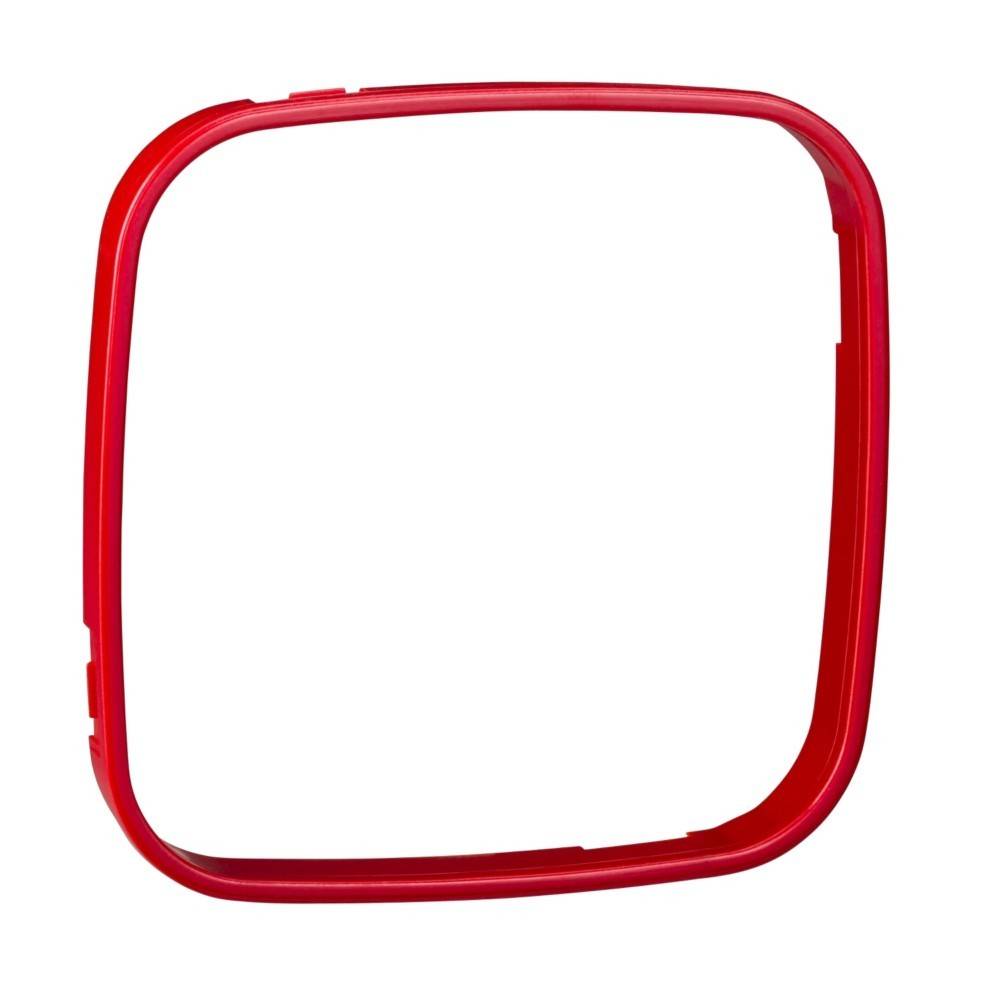 Ein roter, quadratischer Rahmen mit abgerundeten Ecken, isoliert auf weißem Hintergrund.