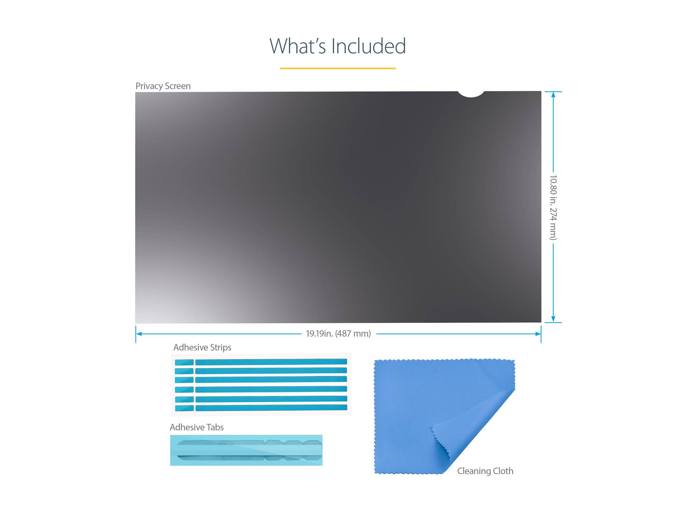 StarTech.com 22-inch 16:9 Computer Monitor Privacy Filter, Anti-Glare Privacy Screen with 51% Blue Light Reduction, Blac