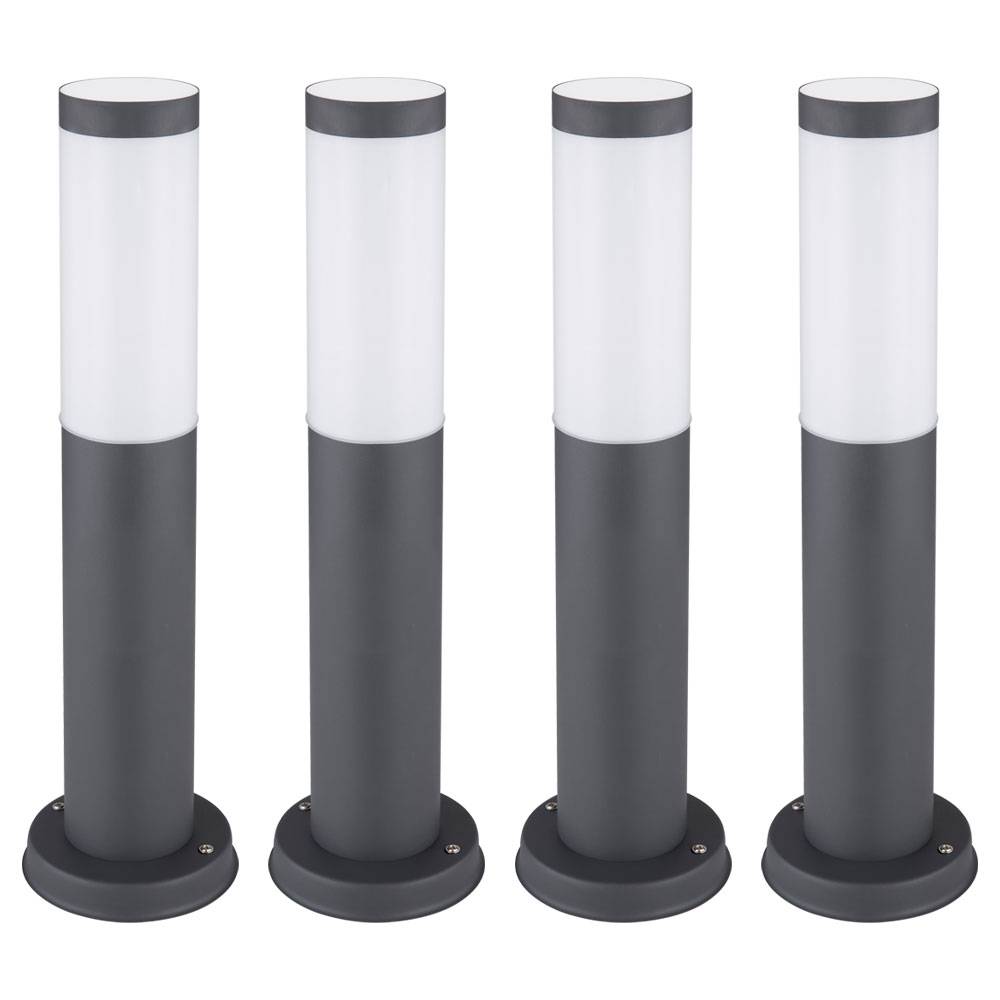 Außenleuchte dimmbar Smart Gartenlampe Sockelleuchte Farbwechsel, Edelstahl anthrazit, RGB LED 8,5W 806lm 2700-6500K, DxH 7,6 x 45 cm, 4er Set