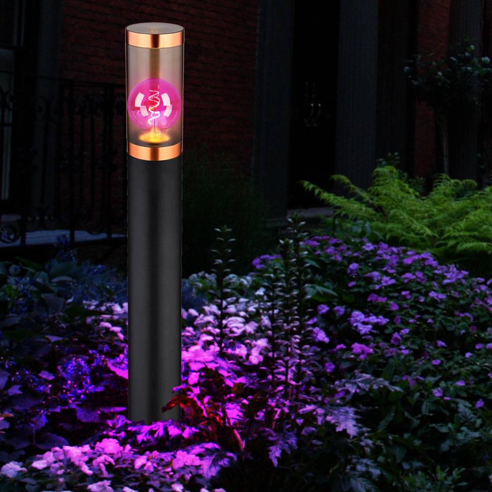 LED Stehleuchte Pollerleuchte Wegeleuchte dimmbar mit Fernbedienung Gartenlampen schwarz , RGB Farbwechsel Edelstahl Kupfer, 8,5W 806lm warmweiß