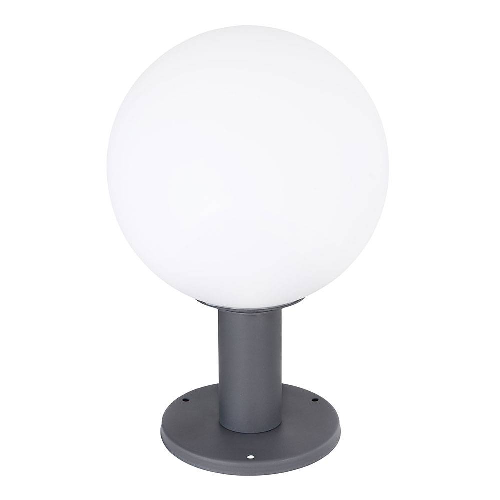 Garten Sockelleuchte Außenbeleuchtung Außen E27 Außenlampe Stehlampe, Alu Glaskugel, opal, 1x E27 Fassung, DxH 25x38 cm