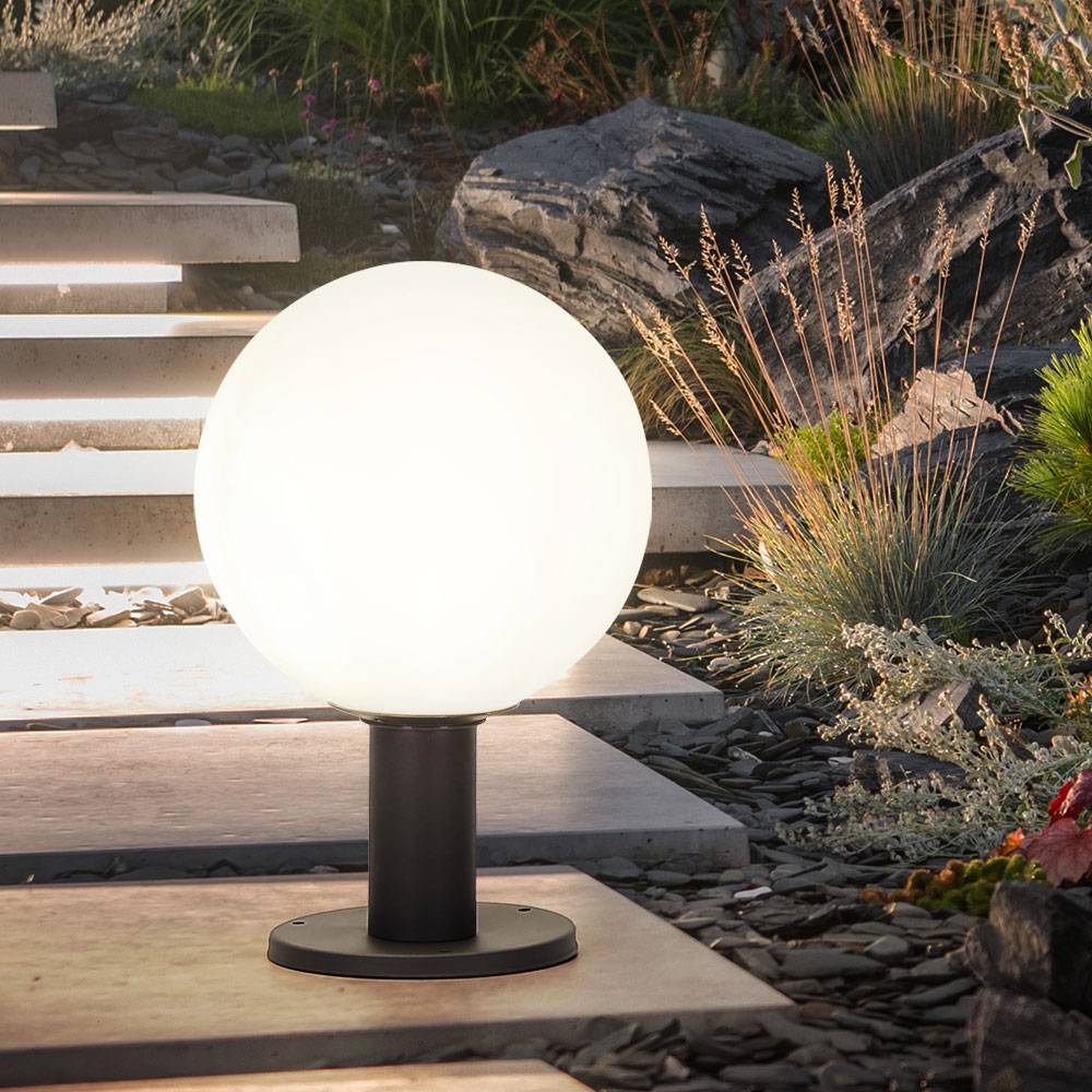 Garten Sockelleuchte Außenbeleuchtung Außen Außenlampe Stehlampe, Alu Glas, Fernbedienung dimmbar, 1x RGB LED 8,5W 806Lm, DxH 25x38 cm