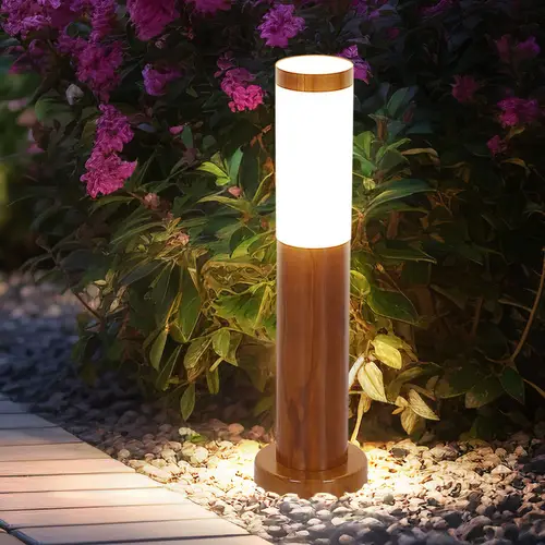 Wegeleuchten Außen Edelstahl Standleuchte Garten Terrassenlampe Außen stehend, holzoptik opal rustikal, 1x E27, DxH 7,6x45 cm, 2er Set Wegeleuchten Außen Edelstahl Standleuchte Garten Terrassenlampe Außen stehend, holzoptik opal rustikal, 1x E27, DxH 7,6x45 cm, 2er Set
