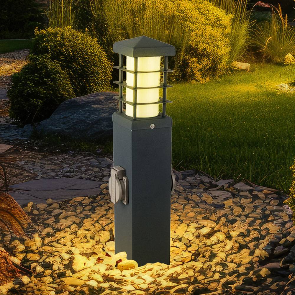 Smart LED Außenleuchte dimmbar mit Fernbedienung Stehlampe Garten Edelstahl Steckdosen Sockelleuchte anthrazit, App- und Sprachsteuerung, RGB