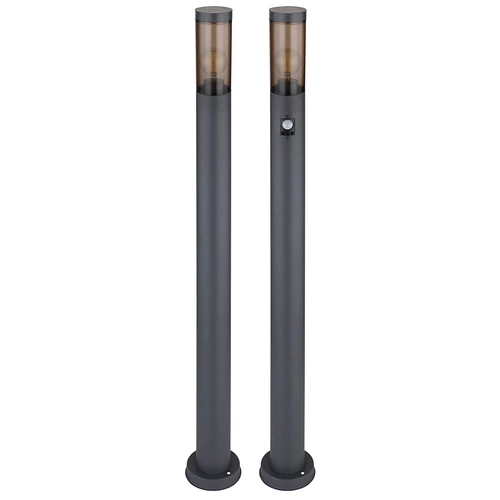 Stehleuchte mit Bewegungsmelder Außenleuchte Sensor Standlampe Edelstahl anthrazit, rauch, 1x E27 Fassung, DxH 12,7x110cm, 2er Set Stehleuchte mit Bewegungsmelder Außenleuchte Sensor Standlampe Edelstahl anthrazit, rauch, 1x E27 Fassung, DxH 12,7x110cm, 2er Set