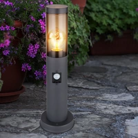 Außenstehlampe mit Bewegungsmelder Pollerleuchte Außen Sockelleuchte Gartenlampen anthrazit IP44, Edelstahl rauchfarben, 1x E27 Fassung, DxH 7,6x45c Außenstehlampe mit Bewegungsmelder Pollerleuchte Außen Sockelleuchte Gartenlampen anthrazit IP44, Edelstahl rauchfarben, 1x E27 Fassung, DxH 7,6x45c