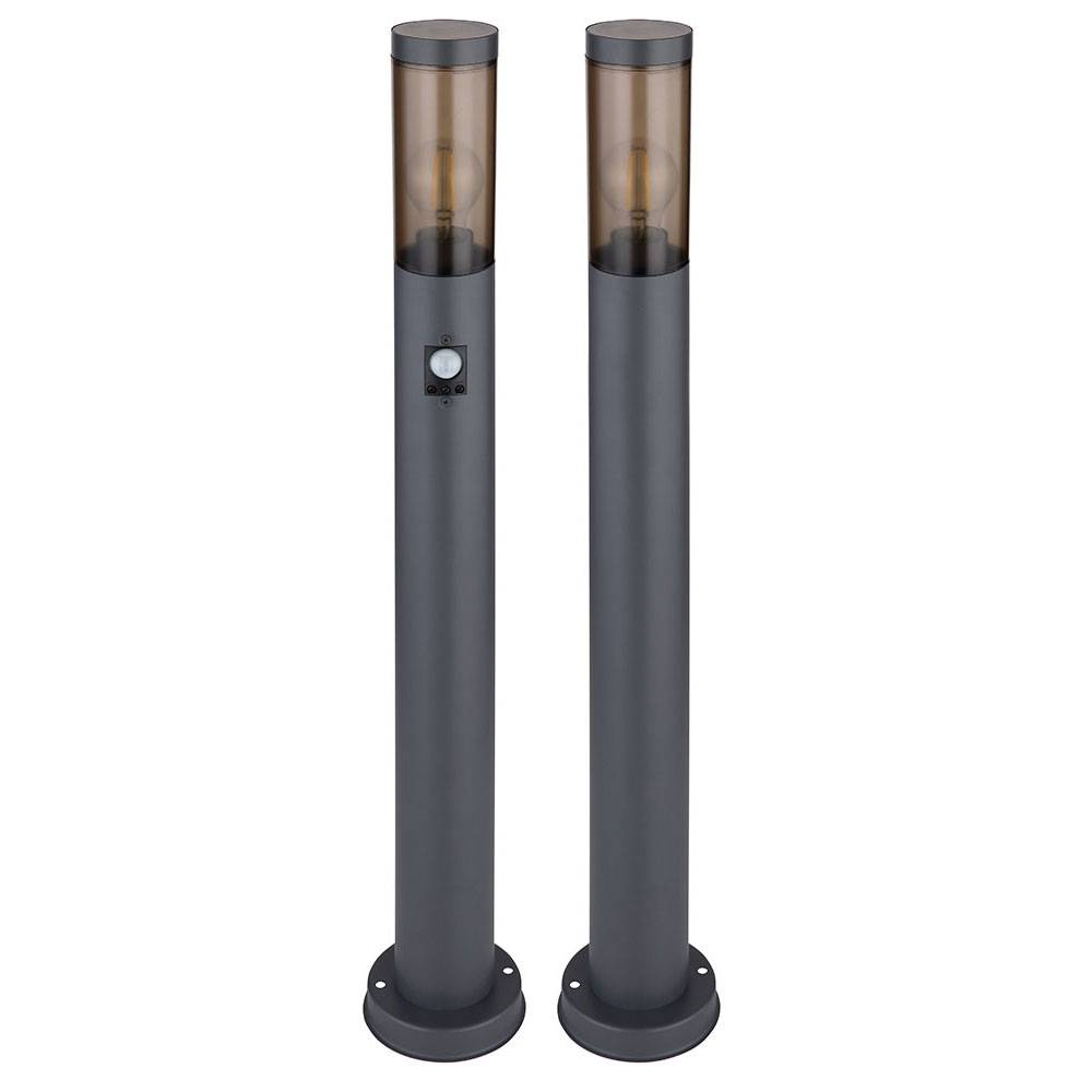 Smart Stehleuchte dimmbar LED Außen Stehlampe mit Bewegungsmelder, App-/Sprachsteuerung, RGB Farbwechsel, Edelstahl anthrazit, 2x 8,5W 806lm warmwei