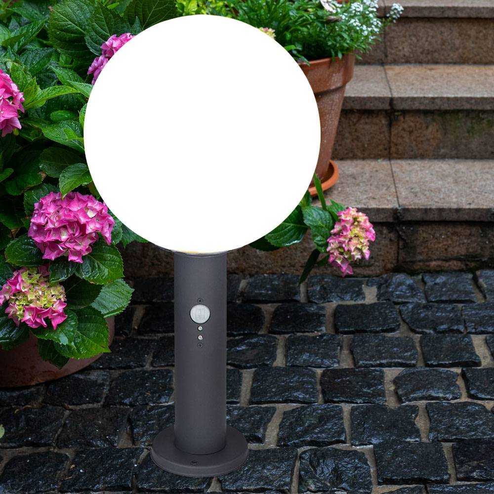 Stehlampe mit Bewegungsmelder Sockelleuchte Außen Außenleuchte Sensor Aluminium, App Steuerung, Smart RGB LED 10W 806Lm, DxH 25x50 cm