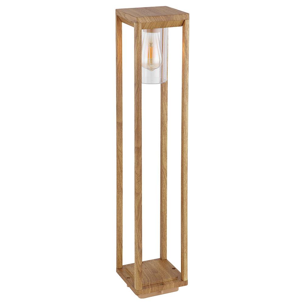 Wegeleuchten Stehlampe Holzoptik Wegeleuchte Außen Garten Balkon Pollerleuchte Außen, Aluminium, IP44 Wetterfest, 1x E27 Fassung, LxBxH 15x15x80cm