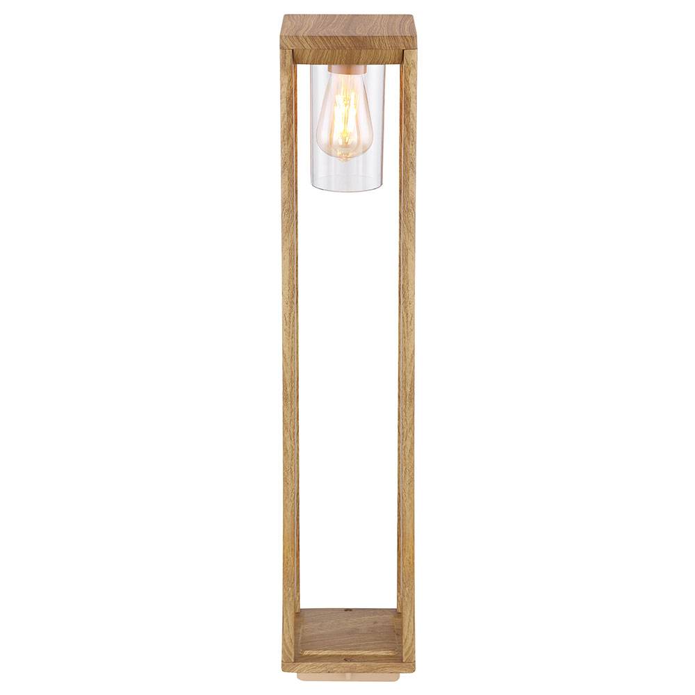 Wegeleuchten Stehlampe Holzoptik Wegeleuchte Außen Garten Balkon Pollerleuchte Außen, Aluminium, IP44 Wetterfest, 1x E27 Fassung, LxBxH 15x15x80cm