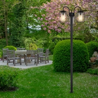 Stehlampe Laterne Außenlampe Retro Wegeleuchte Edelstahl Terrassenlampe wetterfest Gartenleuchte, Metallstäbe, schwarz, 3x E27 Fassungen, DxH 48,5x1 Stehlampe Laterne Außenlampe Retro Wegeleuchte Edelstahl Terrassenlampe wetterfest Gartenleuchte, Metallstäbe, schwarz, 3x E27 Fassungen, DxH 48,5x1