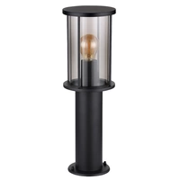 Stehlampe Garten Sockelleuchte modern Außenlampe schwarz, Wegeleuchte wetterfest, Glasschirm rauch Edelstahl matt, 1x E27 Fassung, DxH 14,3x45 cm Stehlampe Garten Sockelleuchte modern Außenlampe schwarz, Wegeleuchte wetterfest, Glasschirm rauch Edelstahl matt, 1x E27 Fassung, DxH 14,3x45 cm