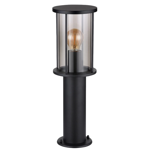 Stehlampe Garten Sockelleuchte modern Außenlampe schwarz, Wegeleuchte wetterfest, Glasschirm rauch Edelstahl matt, 1x E27 Fassung, DxH 14,3x45 cm Stehlampe Garten Sockelleuchte modern Außenlampe schwarz, Wegeleuchte wetterfest, Glasschirm rauch Edelstahl matt, 1x E27 Fassung, DxH 14,3x45 cm