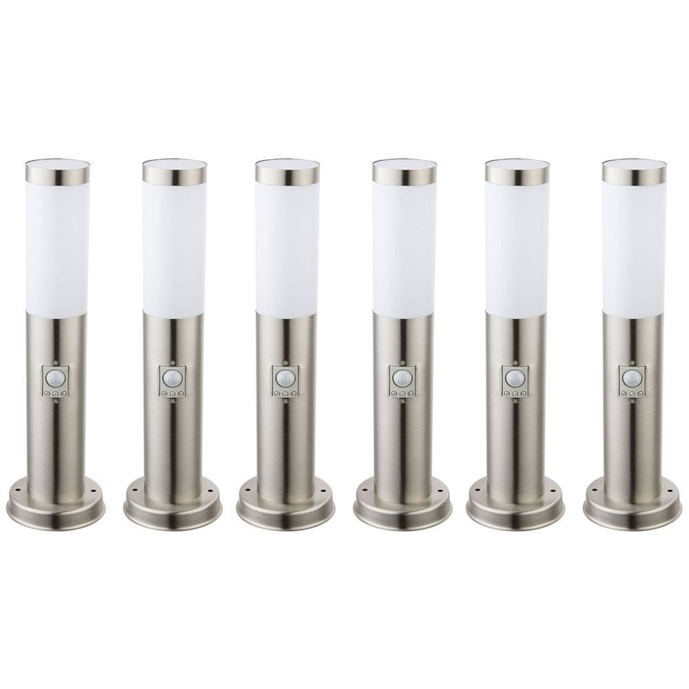 LED Sockelleuchte E27 Stehlampe Garten Außenleuchte mit Bewegungsmelder, Wetterfest IP44, Sensor, Edelstahl silber opal, 11W 1055lm warmweiß , DxH