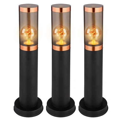 Stehlampe Standleuchte Außenbeleuchtung Sockelleuchte rauch Kupfer Außen Garten Stehlampe, Edelstahl Kunststoff, 1x E27, DxH 7,6x45 cm, 3er Set Stehlampe Standleuchte Außenbeleuchtung Sockelleuchte rauch Kupfer Außen Garten Stehlampe, Edelstahl Kunststoff, 1x E27, DxH 7,6x45 cm, 3er Set