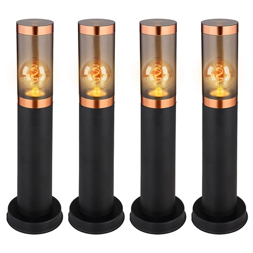 Stehlampe Sockelleuchte Balkon Standleuchte Außenbeleuchtung rauch Kupfer Außen Stehlampe, Edelstahl Kunststoff, 1x E27, DxH 7,6x45 cm, 4er Set Stehlampe Sockelleuchte Balkon Standleuchte Außenbeleuchtung rauch Kupfer Außen Stehlampe, Edelstahl Kunststoff, 1x E27, DxH 7,6x45 cm, 4er Set