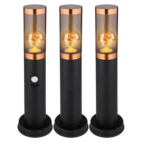 Sockelleuchte Standleuchte Außenbeleuchtung rauch Kupfer Außen mit Bewegungsmelder Garten Stehlampe, Edelstahl Kunststoff, 1x E27, DxH 7,6x45 cm,3er Sockelleuchte Standleuchte Außenbeleuchtung rauch Kupfer Außen mit Bewegungsmelder Garten Stehlampe, Edelstahl Kunststoff, 1x E27, DxH 7,6x45 cm,3er