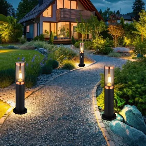 Sockelleuchte Standleuchte Außenbeleuchtung rauch Kupfer Außen mit Bewegungsmelder Garten Stehlampe, Edelstahl Kunststoff, 1x E27, DxH 7,6x45 cm,3er Sockelleuchte Standleuchte Außenbeleuchtung rauch Kupfer Außen mit Bewegungsmelder Garten Stehlampe, Edelstahl Kunststoff, 1x E27, DxH 7,6x45 cm,3er