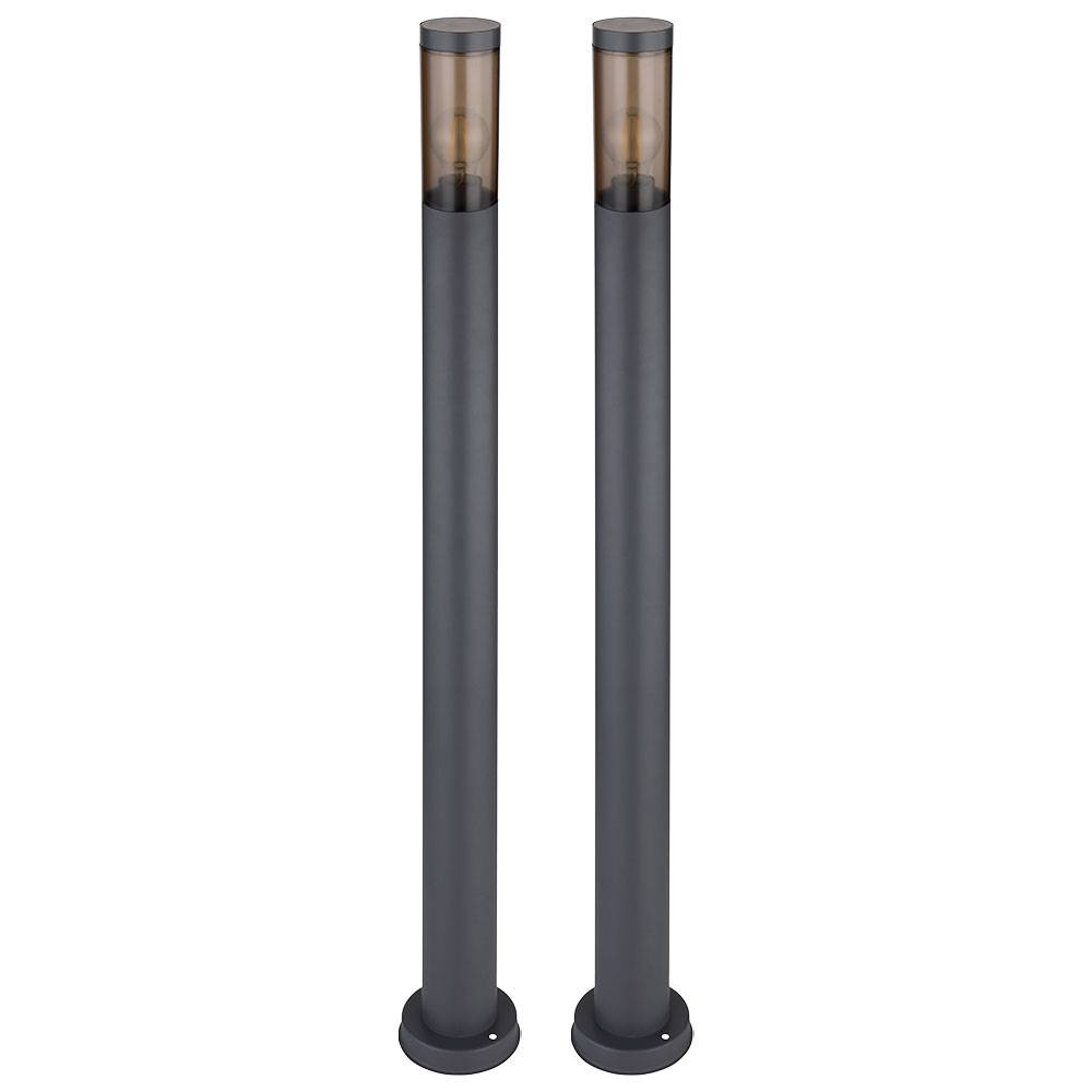 Stehlampe Wegeleuchte Pollerleuchte außen Gartenlampen anthrazit IP44 Standleuchte Terrasse, Edelstahl rauchfarben, 1x E27 Fassung, DxH 12,7x110cm