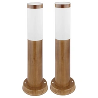 Wegeleuchten Außen Edelstahl Standleuchte Garten Terrassenlampe Außen stehend, holzoptik opal rustikal, 1x E27, DxH 7,6x45 cm, 2er Set Wegeleuchten Außen Edelstahl Standleuchte Garten Terrassenlampe Außen stehend, holzoptik opal rustikal, 1x E27, DxH 7,6x45 cm, 2er Set