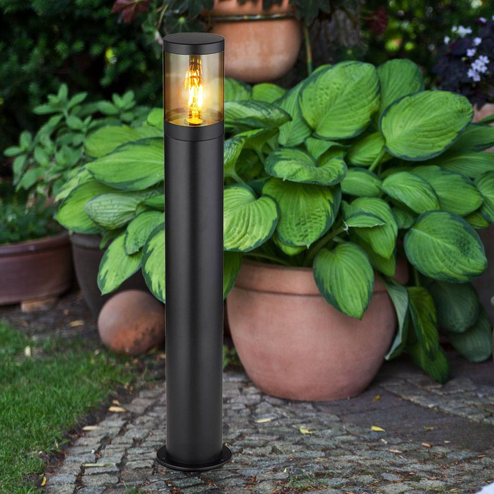 Stehlampe Außenbeleuchtung Sockelleuchte rauch Außen Garten Stehlampe, dimmbar Fernbedienung, Edelstahl, 1x RGB LED 8,5W 806Lm, DxH 14x80 cm