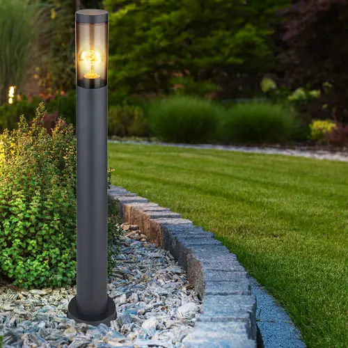Standleuchte Außenbeleuchtung Sockelleuchte rauch anthrazit Außen Garten Stehlampe, Edelstahl Kunststoff, 1x E27, DxH 7,6x80 cm, 3er Set Standleuchte Außenbeleuchtung Sockelleuchte rauch anthrazit Außen Garten Stehlampe, Edelstahl Kunststoff, 1x E27, DxH 7,6x80 cm, 3er Set
