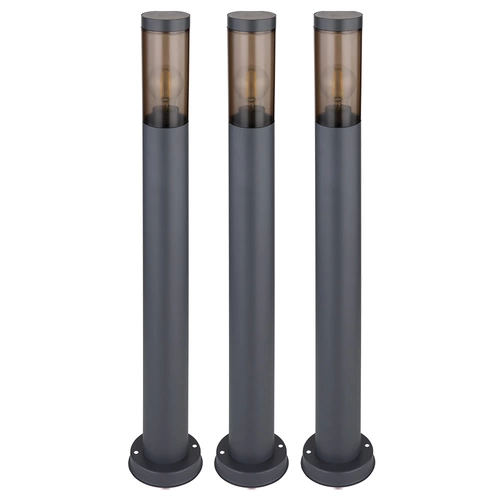 Standleuchte Außenbeleuchtung Sockelleuchte rauch anthrazit Außen Garten Stehlampe, Edelstahl Kunststoff, 1x E27, DxH 7,6x80 cm, 3er Set Standleuchte Außenbeleuchtung Sockelleuchte rauch anthrazit Außen Garten Stehlampe, Edelstahl Kunststoff, 1x E27, DxH 7,6x80 cm, 3er Set