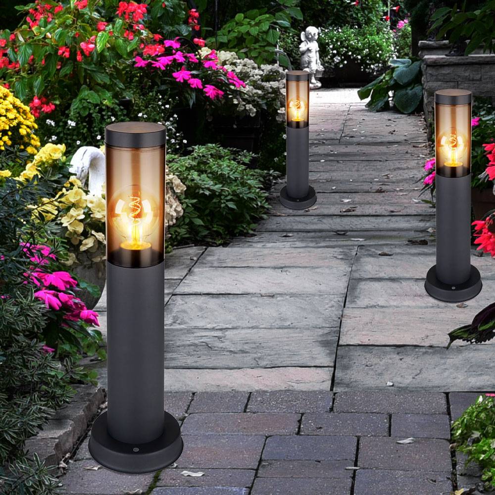 Wegeleuchte dimmbar mit Fernbedienung Außenlampe LED Sockelleuchte Edelstahl Stehleuchte anthrazit, rauch, RGB Farbwechsel, 8,5W 806Lm warmweiß, DxH