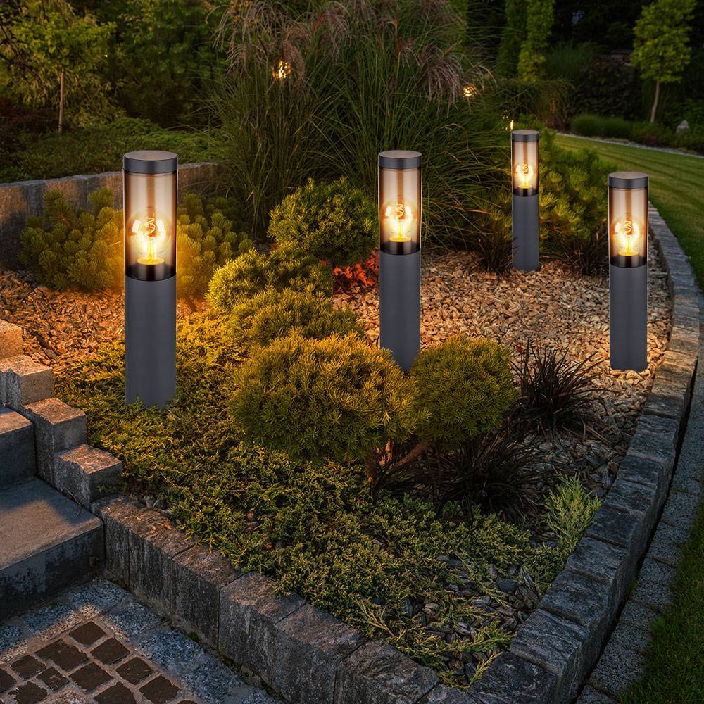 Wegeleuchte dimmbar mit Fernbedienung Außenlampe LED Sockelleuchte Edelstahl Stehleuchte anthrazit, rauch, RGB Farbwechsel, 8,5W 806Lm warmweiß, DxH