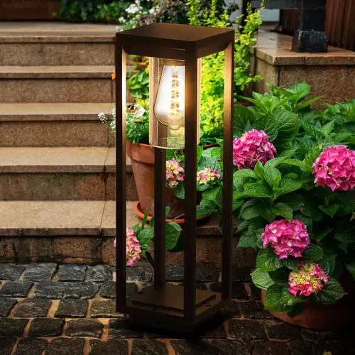 Außenlampe Stehleuchte Standlampe Garten Aluminium schwarz IP44, Druckguss, 1x E27 Fassung, LxBxH 15x15x50 cm Außenlampe Stehleuchte Standlampe Garten Aluminium schwarz IP44, Druckguss, 1x E27 Fassung, LxBxH 15x15x50 cm