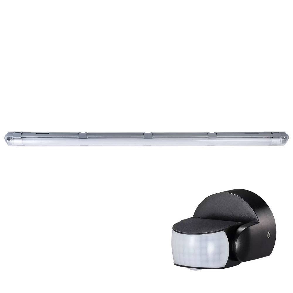 LED Wannenleuchte mit Bewegungsmelder Feuchtraumleuchte mit Sensor LED Garagenlampe Sensor, IP65, 1x LED 22W 2000Lm kaltweiß, L 157,6 cm