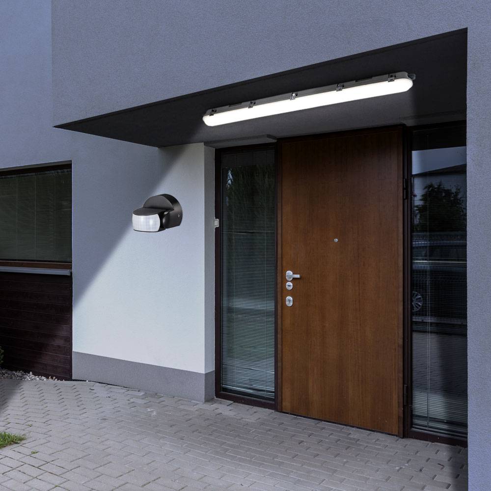 LED Deckenleuchte Feuchtraum Wannenleuchte mit Bewegungsmelder LED Röhre Garagenlampe mit Sensor, IP65, 1x LED 48W 3840Lm kaltweiß, L 150 cm