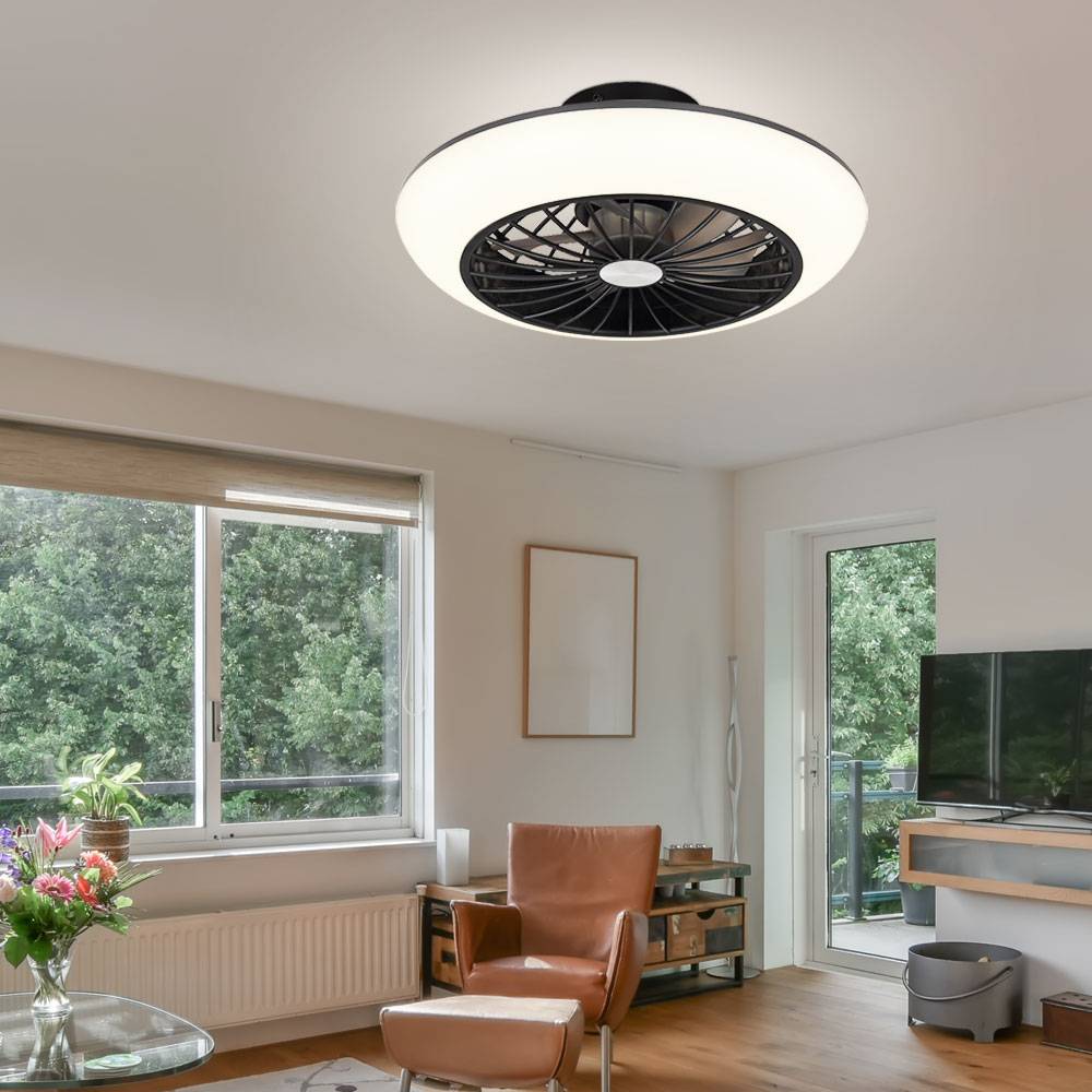 Deckenventilator mit Beleuchtung leise Deckenleuchte mit Ventilator Deckenlampe Schlafzimmer, Memoryfunktion kühlend, 18 Watt LED 1100lm 3000K, DxH
