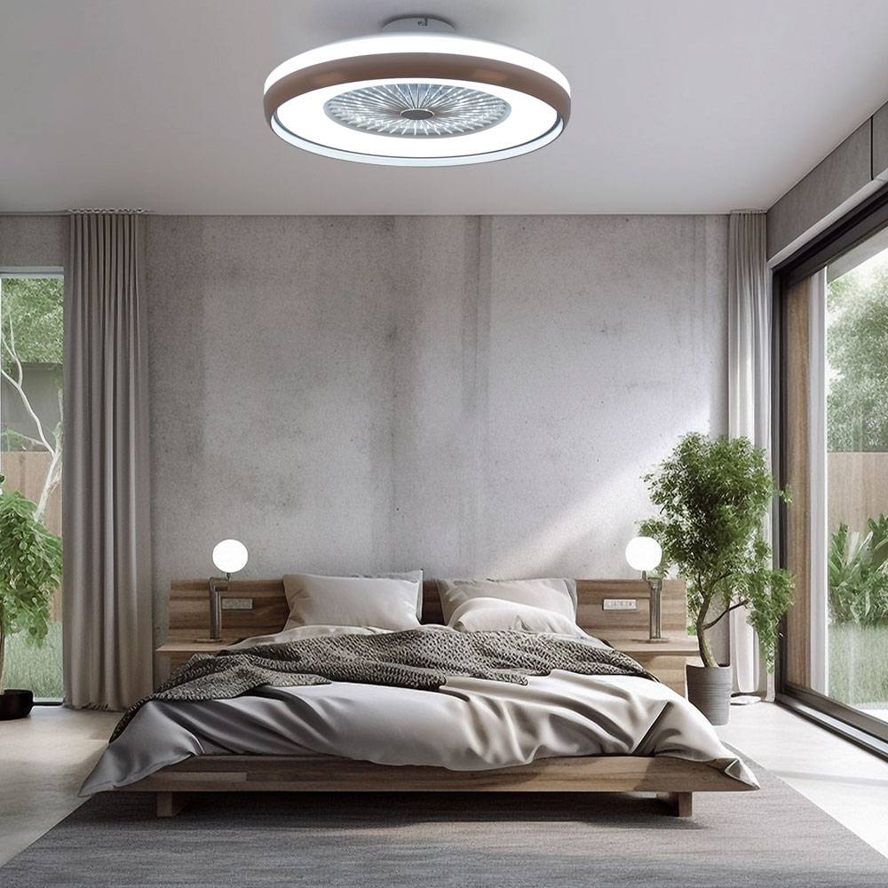 Deckenventilator Deckenlampe Deckenleuchte Ventilator Wohnzimmerlampe, CCT Fernbedienung 3 Stufen Timer, 1x LED 32W 3000Lm warmweiß-kaltweiß, DxH 60