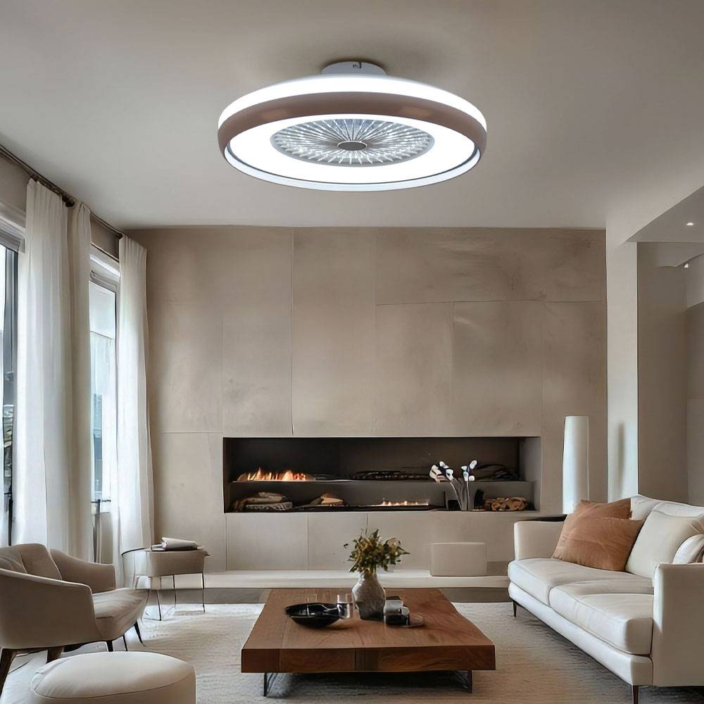 Deckenventilator Deckenlampe Deckenleuchte Ventilator Wohnzimmerlampe, CCT Fernbedienung 3 Stufen Timer, 1x LED 32W 3000Lm warmweiß-kaltweiß, DxH 60