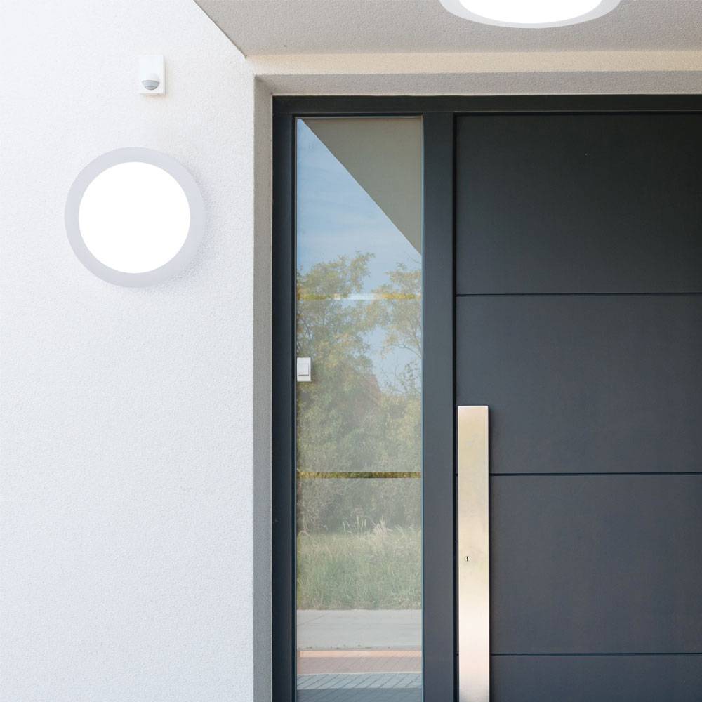 Smart Home Deckenleuchte Wandleuchte Außenlampe Hauswand Leuchte Aluguss, weiß, IP44, dimmbar CCT, LED 16,5W 1600Lm, D 22,5 cm, 2er Set