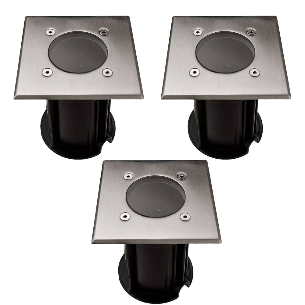 Bodeneinbaustrahler GU10 Terrassenboden Einbauspot Bodeneinbauleuchte Außen, Fernbedienung dimmbar, Edelstahl stoßfest, RGB LED 3,5W 290Lm, LxBxH 11