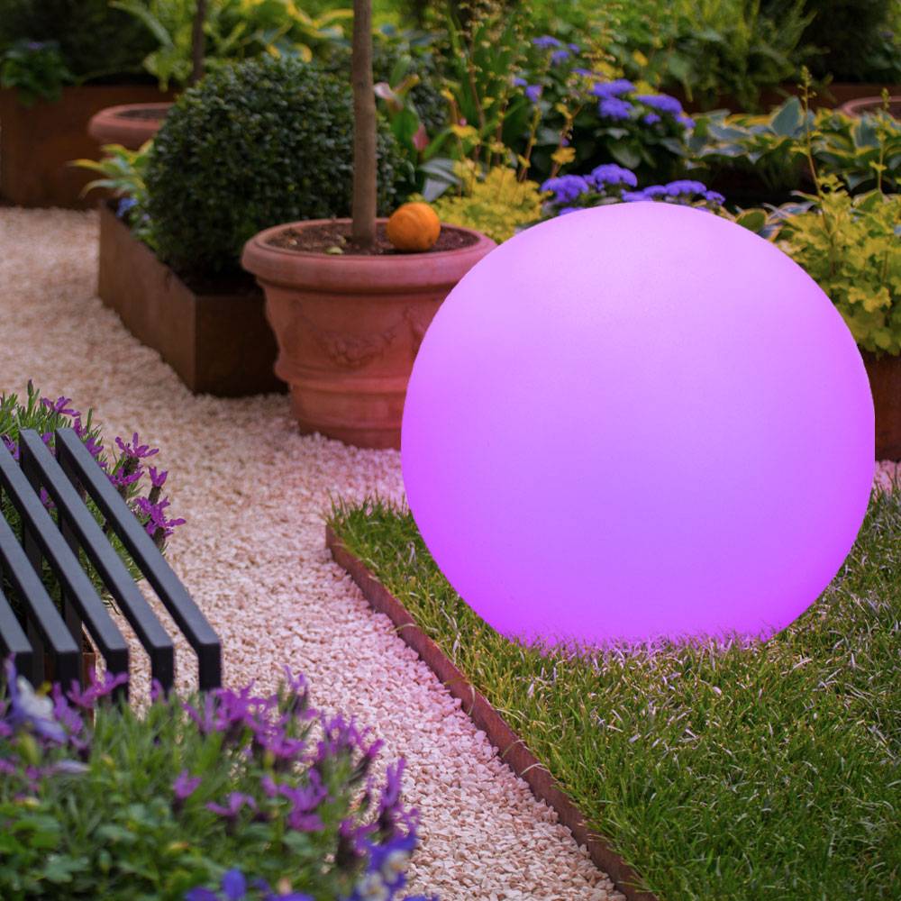 Kugelleuchte Erdspieß Steckleuchte Gartendeko Kugellampe Außenleuchte, inkl. Kabel, Fernbedienung dimmbar, RGB LED 8,5W 806Lm, DxH 30x45 cm