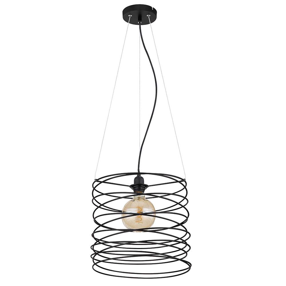 Hängelampe Hängeleuchte Pendelleuchte Esszimmerlampe Esstischlampe, Metall spiralförmig schwarz, 1x E27 Fassung, DxH 35x128cm