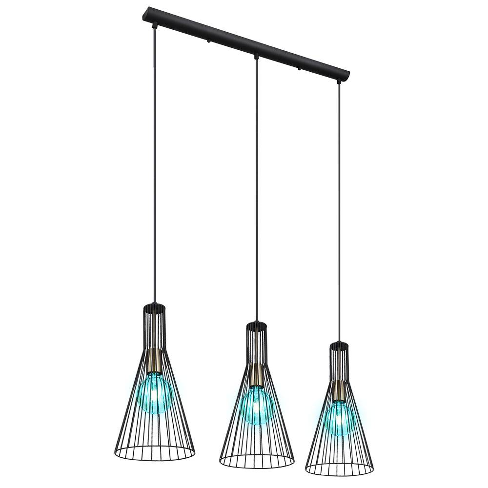 Hängelampe dimmbar mit Fernbedienung LED Pendelleuchte Esstisch modern Esszimmerlampe 3-flammig,RGB Farbwechsel, Käfig-Design Industrial, 3x 8,5W 80