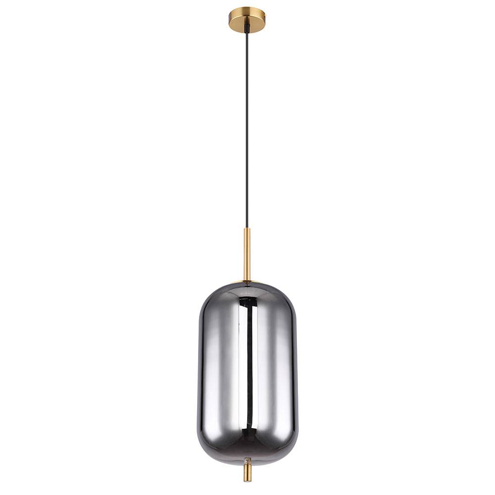 Hängelampe Pendellampe Hängeleuchte Esstischlampe messingfarben Rauchglas, Metall, 1x E27 Fassung, DxH 22x120cm
