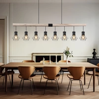 Hängeleuchte Holzbalken Pendelleuchte Käfigschirme schwarz Esszimmerleuchte Holz, Metall, 8x E27 Fassung, LxBxH 140x13,3x120 cm Hängeleuchte Holzbalken Pendelleuchte Käfigschirme schwarz Esszimmerleuchte Holz, Metall, 8x E27 Fassung, LxBxH 140x13,3x120 cm