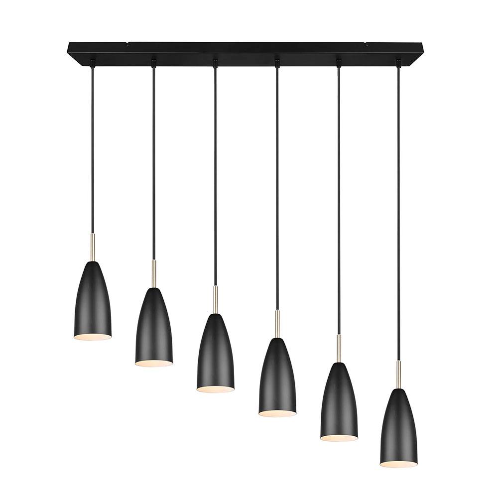 Esszimmerleuchte hängend Hängeleuchte schwarz Hängelampe Höhenverstellbar, Metall, 6x E14 Fassungen, LxBxH 90x9x150 cm