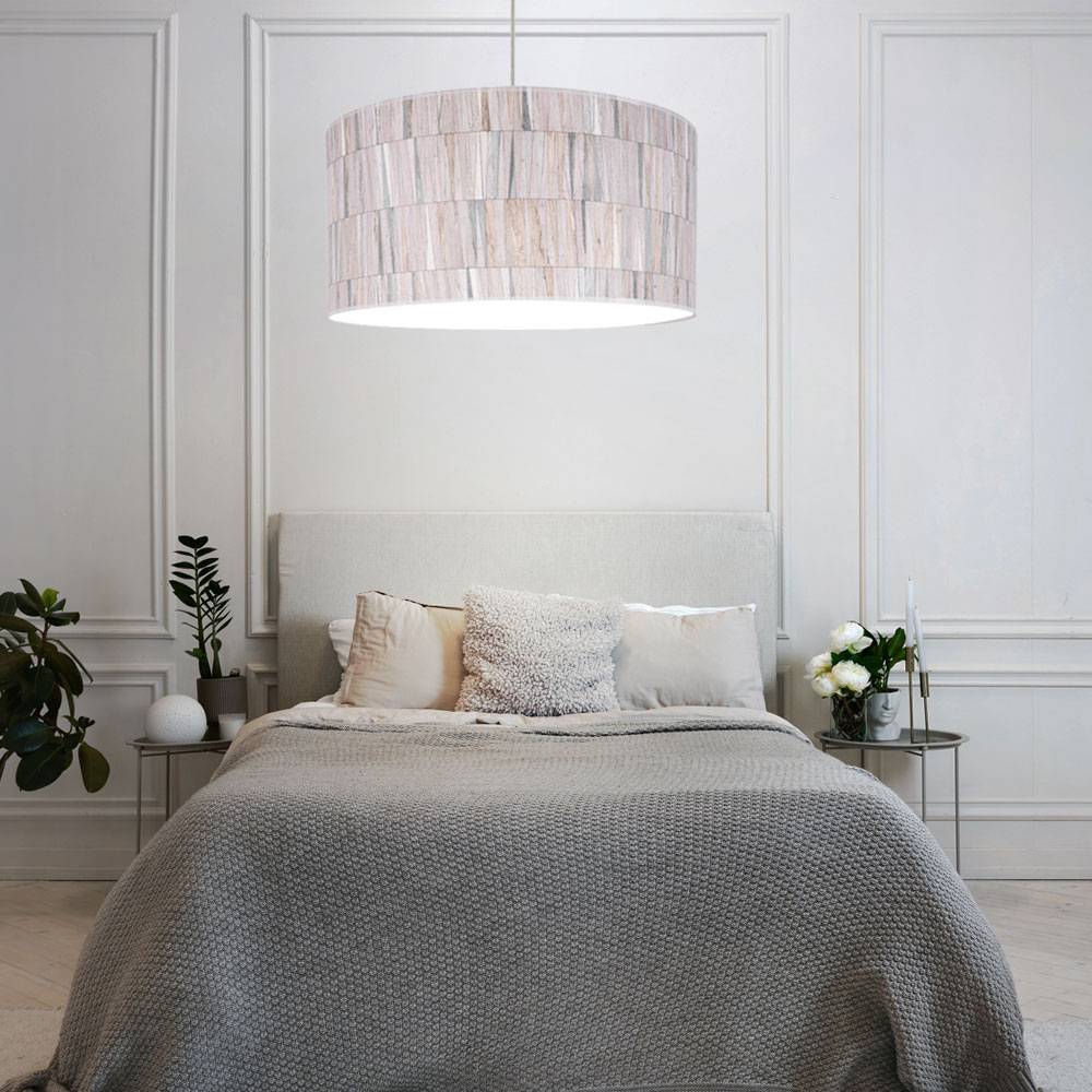 Hängelampe Wohnzimmerleuchte hängend Hängeleuchte Holzakzent Küchenlampe, Tapete multicolor, 1x E27 Fassung, DxH 50x128 cm