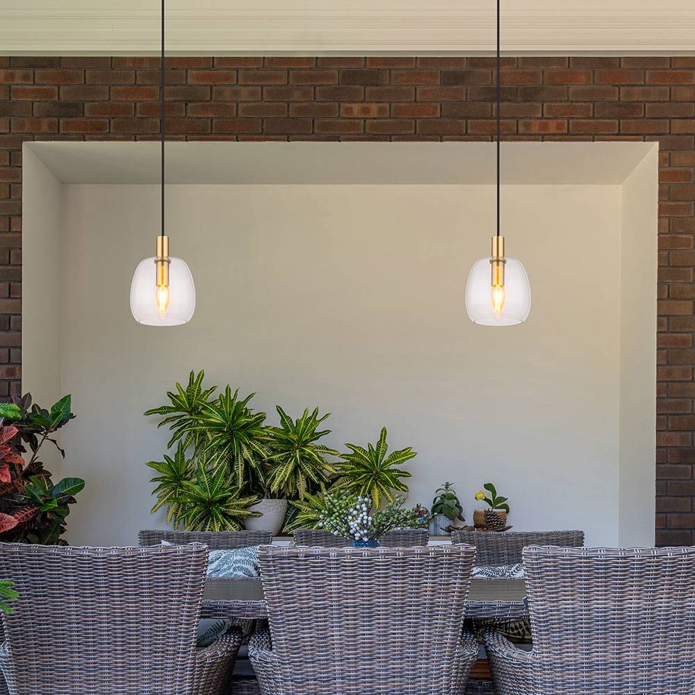 Hängeleuchte Glas Höhenverstellbar Pendelleuchte messing Esszimmerleuchte hängend, Alu, 1x E14 Fassung, DxH 16x120 cm