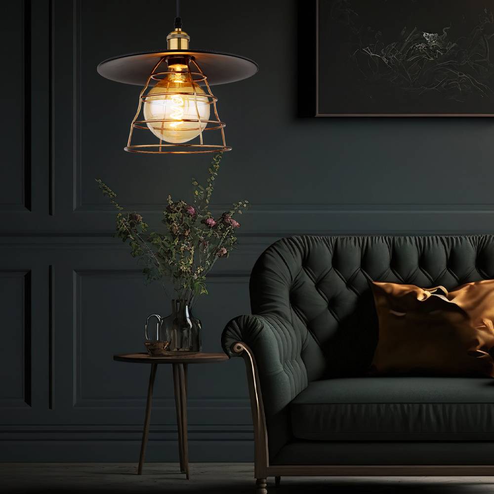 Hängeleuchte Küche Esstischleuchte Pendelleuchte Wohnzimmerlampe Industrial, Metall schwarz messing, 1x E27, DxH 30x 150 cm
