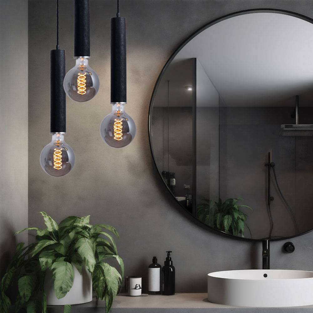 Pendelleuchte Hängelampe 3 flammig Holz Esstischleuchte Wohnzimmer Cluster Pendellampe, schwarz, 3x E27, DxH 35 x 160 cm