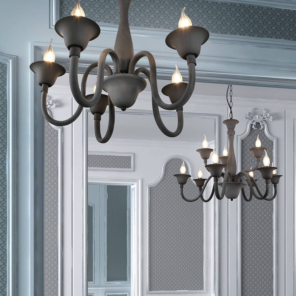 Kronleuchter Esstisch Pendellampe anthrazit Schlafzimmerlampe 9-flammig, Hängeleuchte klassisch Lüster, Metall Acryl matt, 9x E14, DxH 72x150 cm