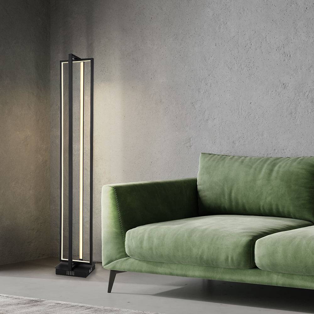 Stehlampe dimmbar Wohnzimmerleuchte mit Fernbedienung LED Lichtsäule CCT-Schaltung, Metall, 1x LED 43W 1500lm 2700-6500K, LxBxH 20x20x123cm