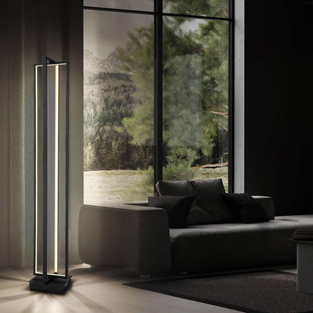 Stehlampe dimmbar Wohnzimmerleuchte mit Fernbedienung LED Lichtsäule CCT-Schaltung, Metall, 1x LED 43W 1500lm 2700-6500K, LxBxH 20x20x123cm